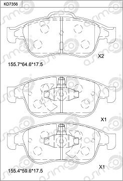 Asimco KD7356 - Kit pastiglie freno, Freno a disco autozon.pro