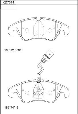 Asimco KD7314 - Kit pastiglie freno, Freno a disco autozon.pro