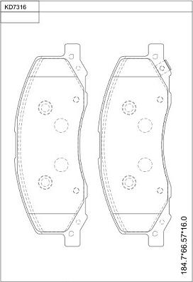 Asimco KD7316 - Kit pastiglie freno, Freno a disco autozon.pro