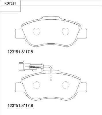 Asimco KD7321 - Kit pastiglie freno, Freno a disco autozon.pro