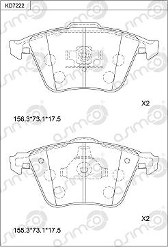 Asimco KD7222 - Kit pastiglie freno, Freno a disco autozon.pro