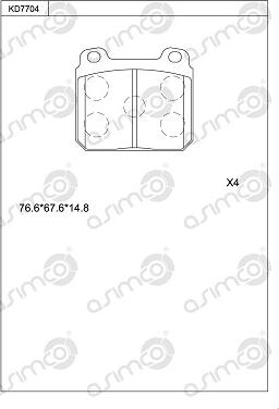 Asimco KD7704 - Kit pastiglie freno, Freno a disco autozon.pro