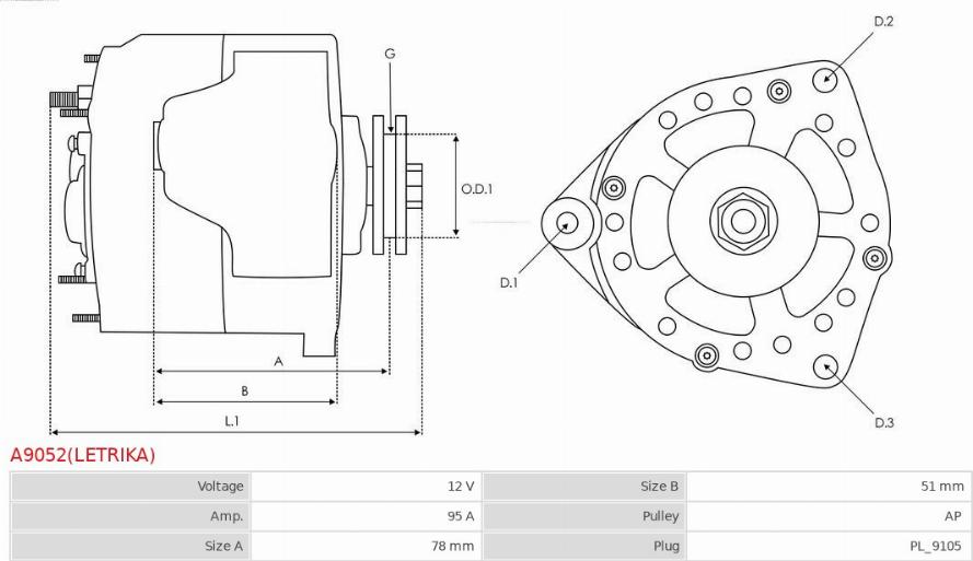 AS-PL A9052(LETRIKA) - Alternatore autozon.pro