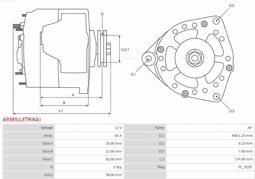 AS-PL A9385(LETRIKA) - Alternatore autozon.pro