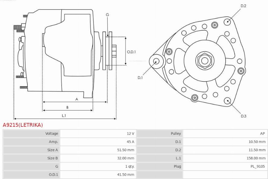 AS-PL A9215(LETRIKA) - Alternatore autozon.pro