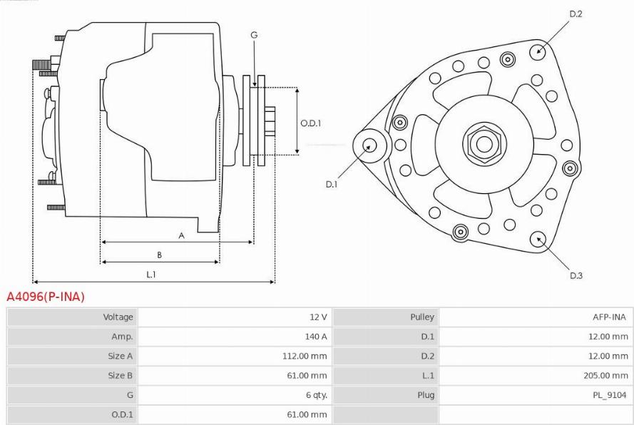 AS-PL A4096(P-INA) - Alternatore autozon.pro