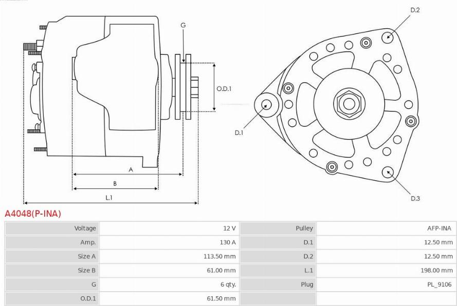 AS-PL A4048(P-INA) - Alternatore autozon.pro