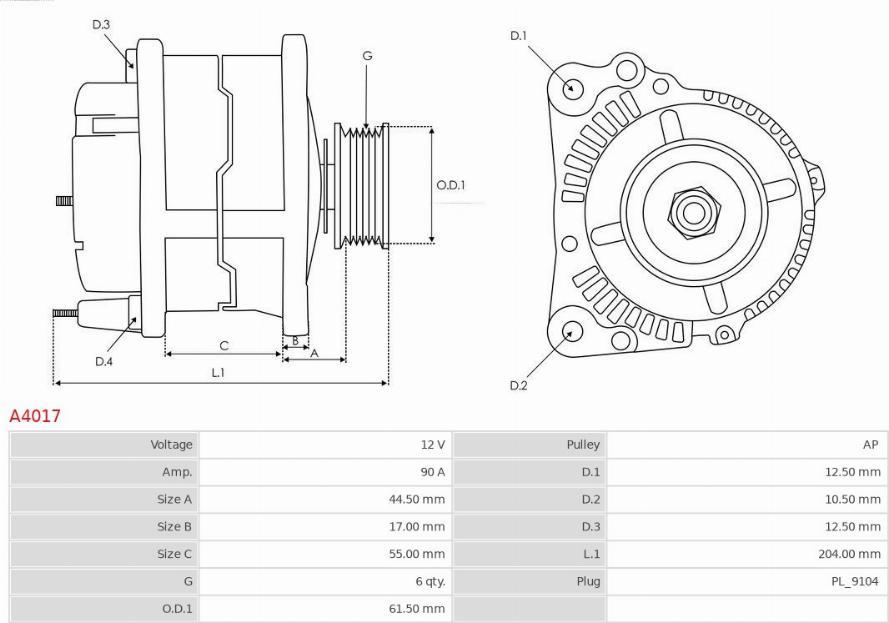 AS-PL A4017 - Alternatore autozon.pro