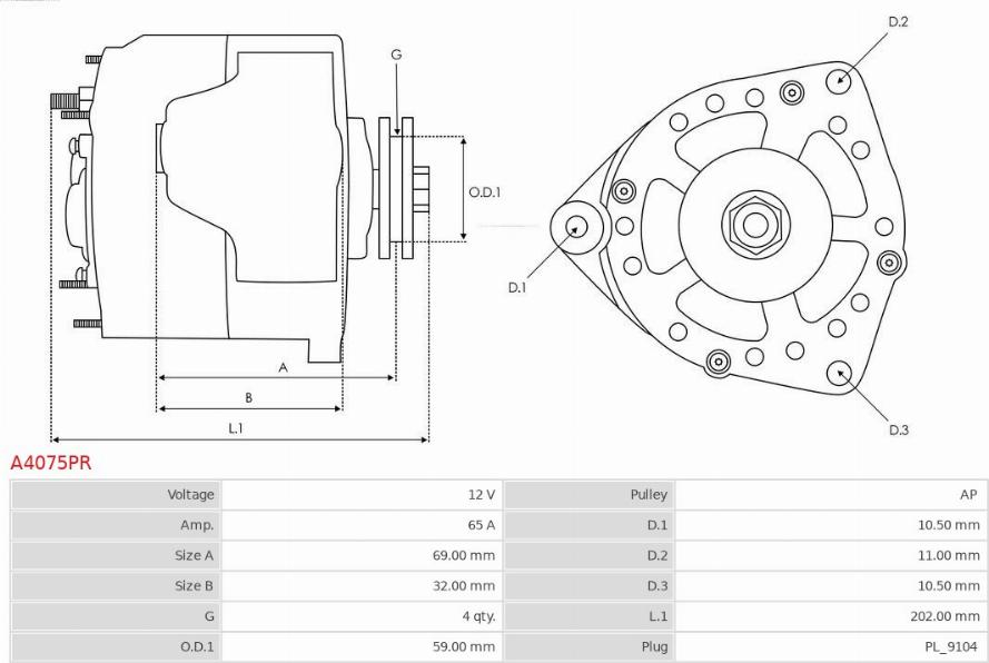 AS-PL A4075PR - Alternatore autozon.pro