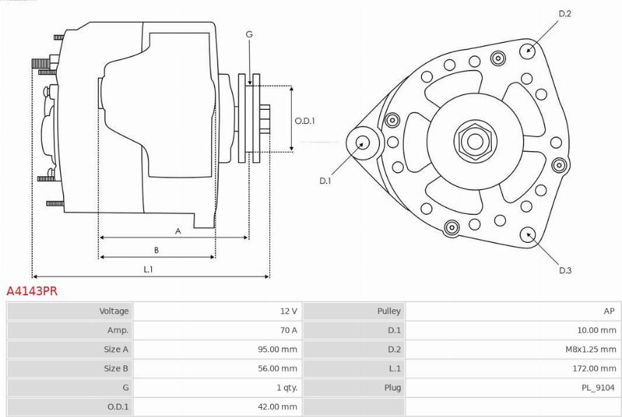 AS-PL A4143PR - Alternatore autozon.pro