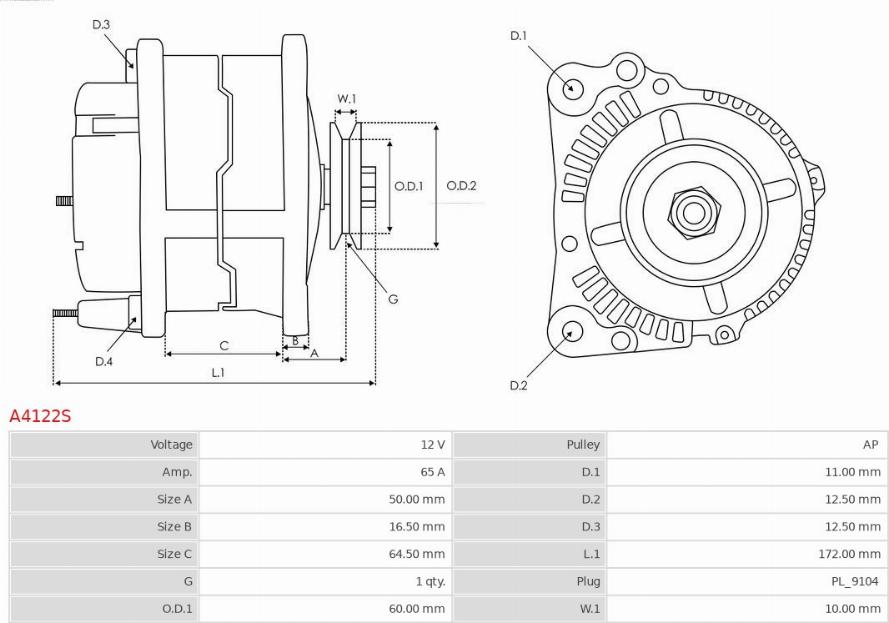 AS-PL A4122S - Alternatore autozon.pro