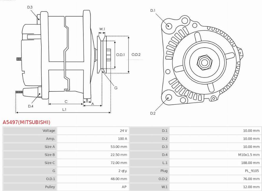 AS-PL A5497(MITSUBISHI) - Alternatore autozon.pro