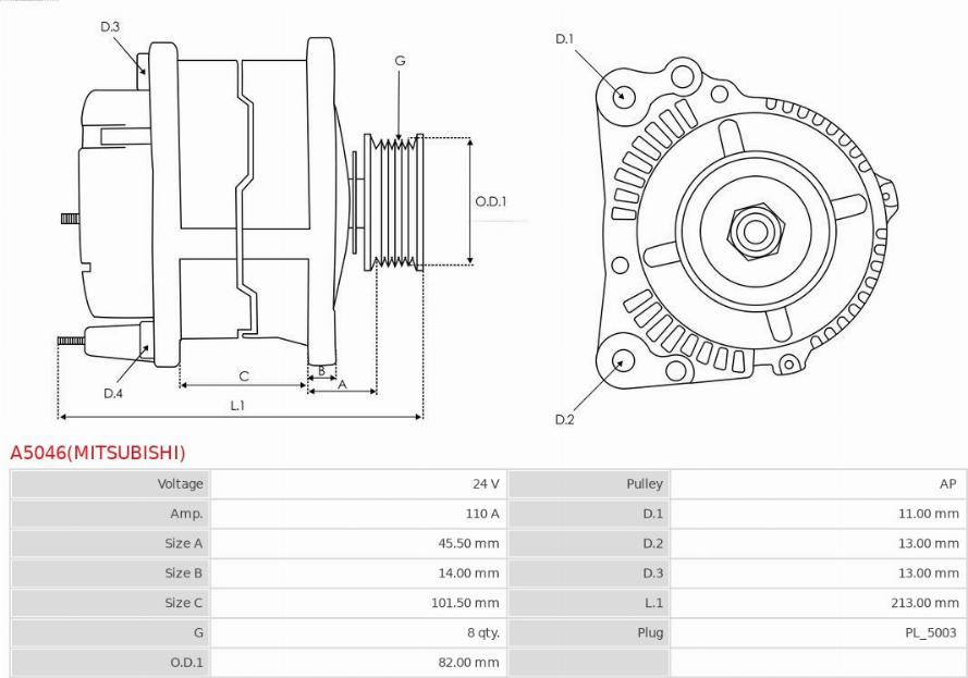 AS-PL A5046(MITSUBISHI) - Alternatore autozon.pro