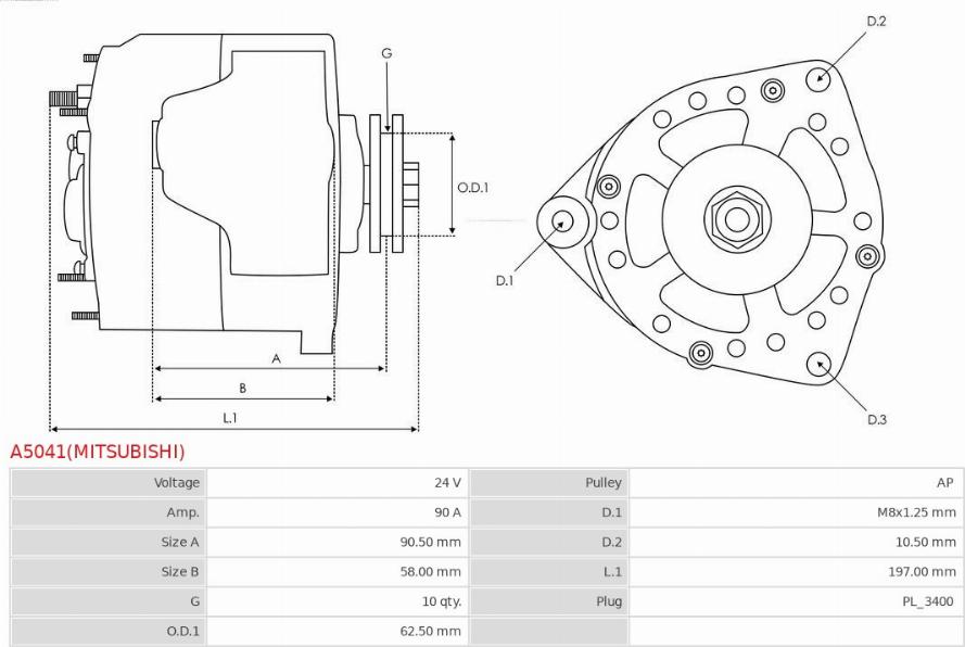 AS-PL A5041(MITSUBISHI) - Alternatore autozon.pro