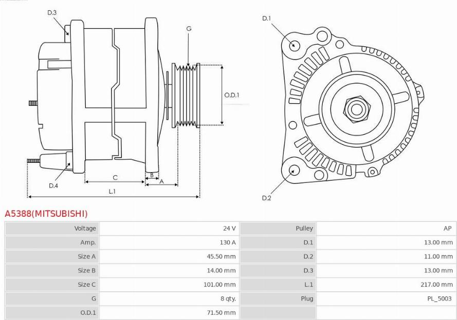 AS-PL A5388(MITSUBISHI) - Alternatore autozon.pro