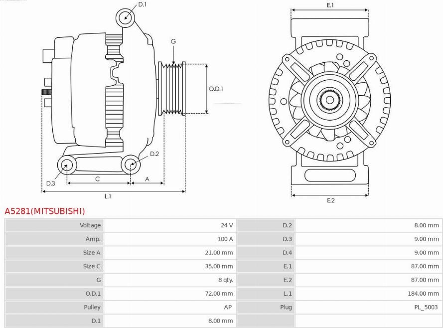 AS-PL A5281(MITSUBISHI) - Alternatore autozon.pro