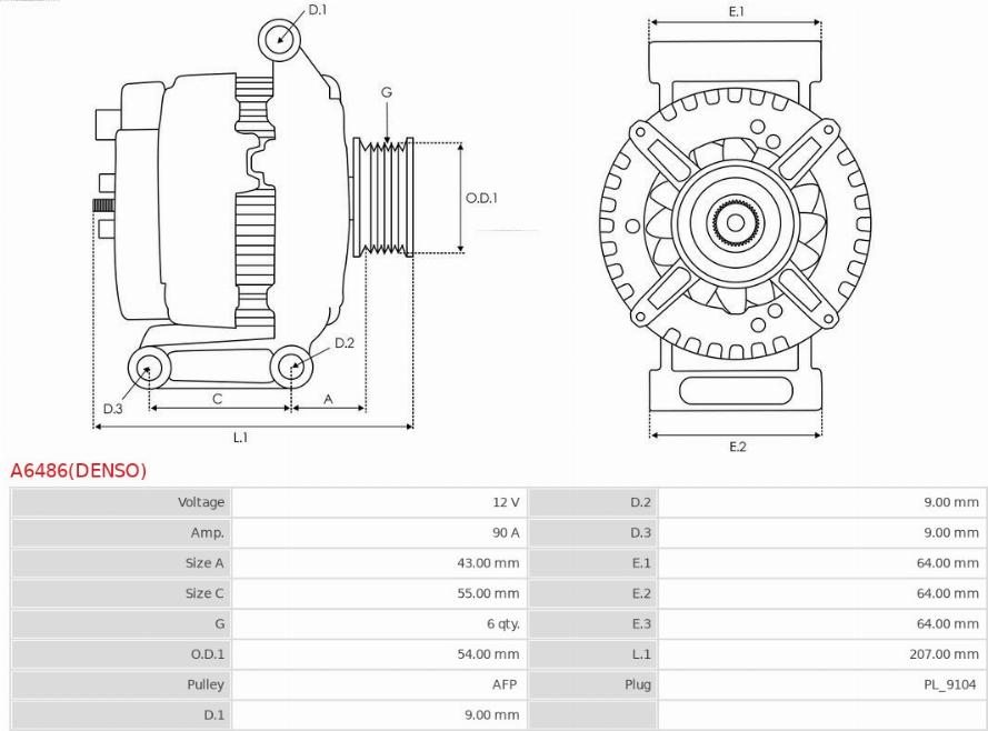 AS-PL A6486(DENSO) - Alternatore autozon.pro