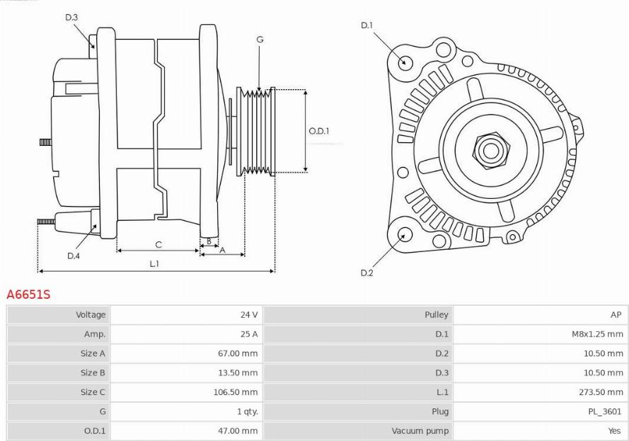 AS-PL A6651S - Alternatore autozon.pro