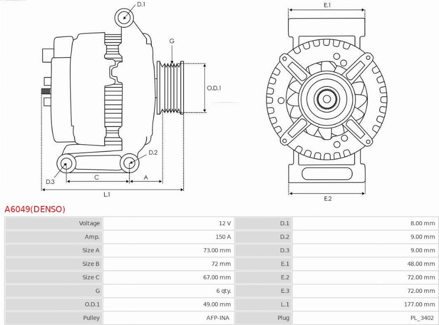 AS-PL A6049(DENSO) - Alternatore autozon.pro