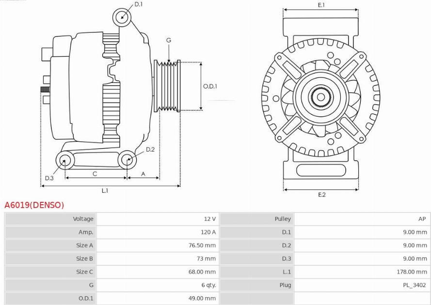 AS-PL A6019(DENSO) - Alternatore autozon.pro