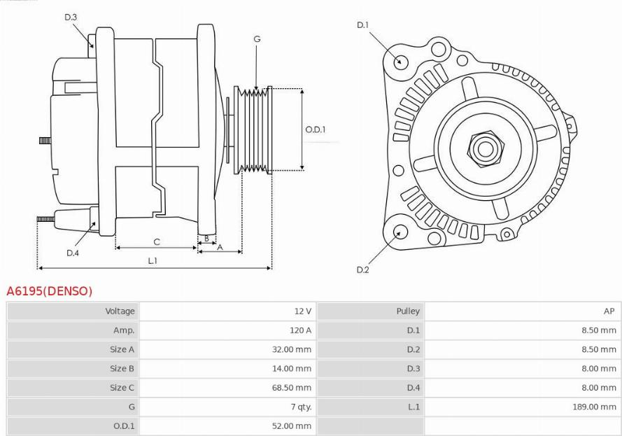 AS-PL A6195(DENSO) - Alternatore autozon.pro