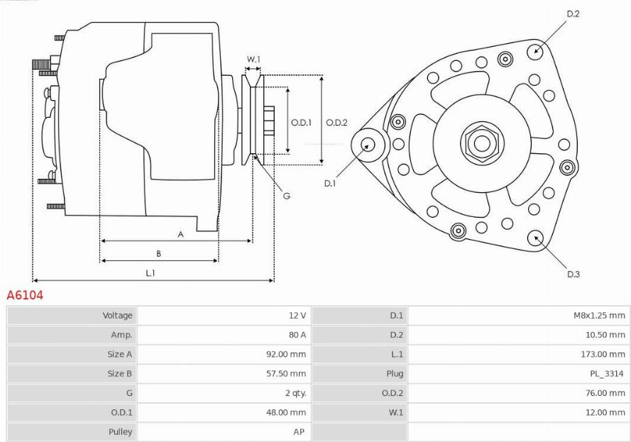 AS-PL A6104 - Alternatore autozon.pro