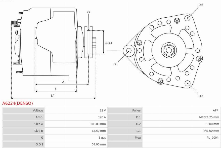 AS-PL A6224(DENSO) - Alternatore autozon.pro