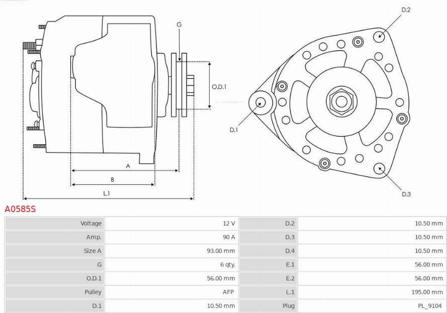 AS-PL A0585S - Alternatore autozon.pro