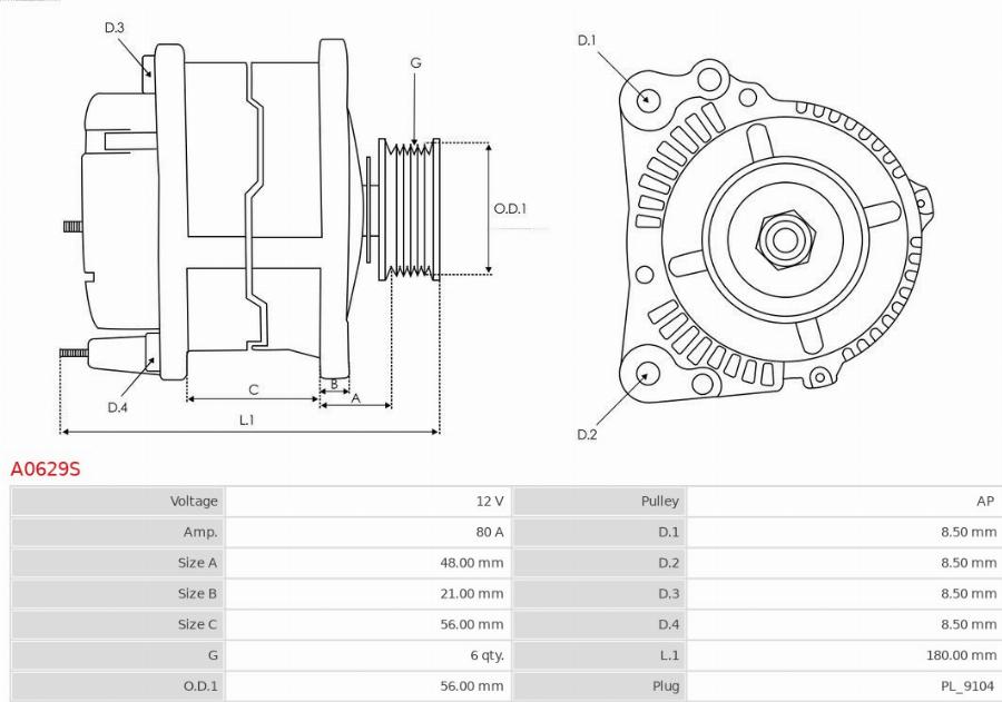 AS-PL A0629S - Alternatore autozon.pro