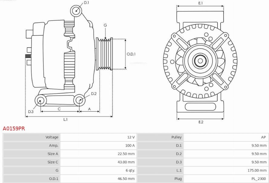 AS-PL A0159PR - Alternatore autozon.pro