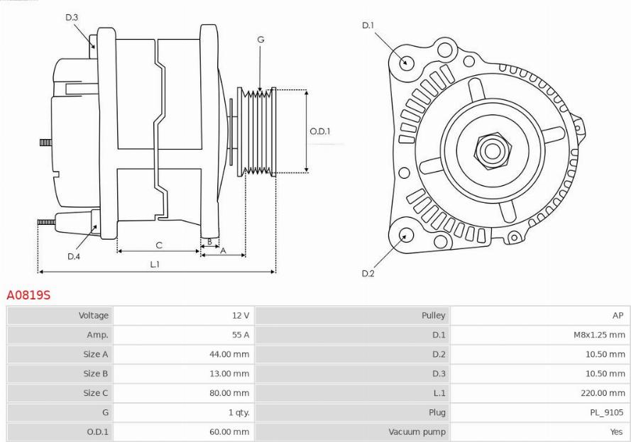 AS-PL A0819S - Alternatore autozon.pro