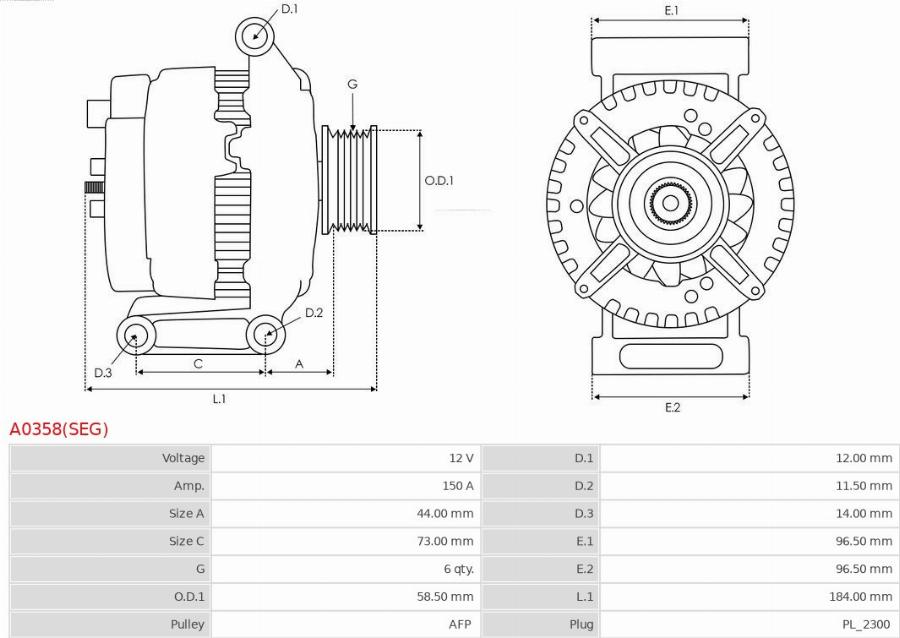 AS-PL A0358(SEG) - Alternatore autozon.pro