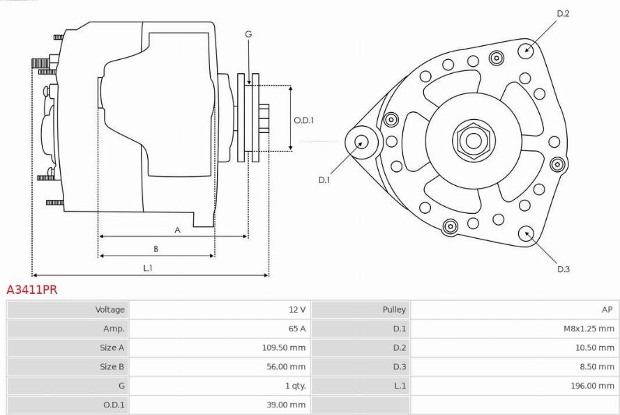 AS-PL A3411PR - Alternatore autozon.pro