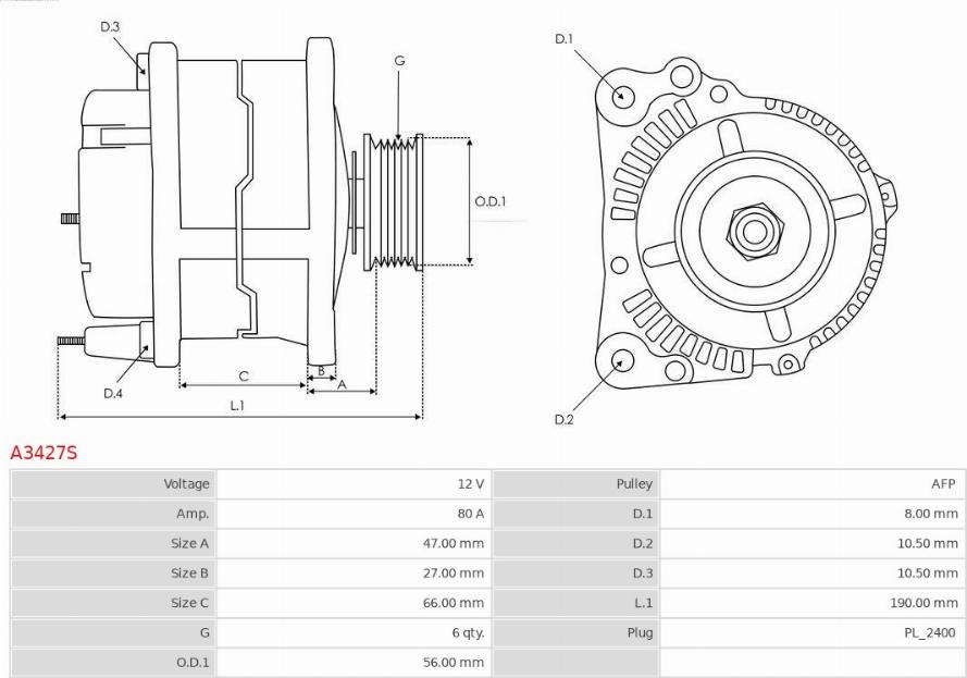 AS-PL A3427S - Alternatore autozon.pro