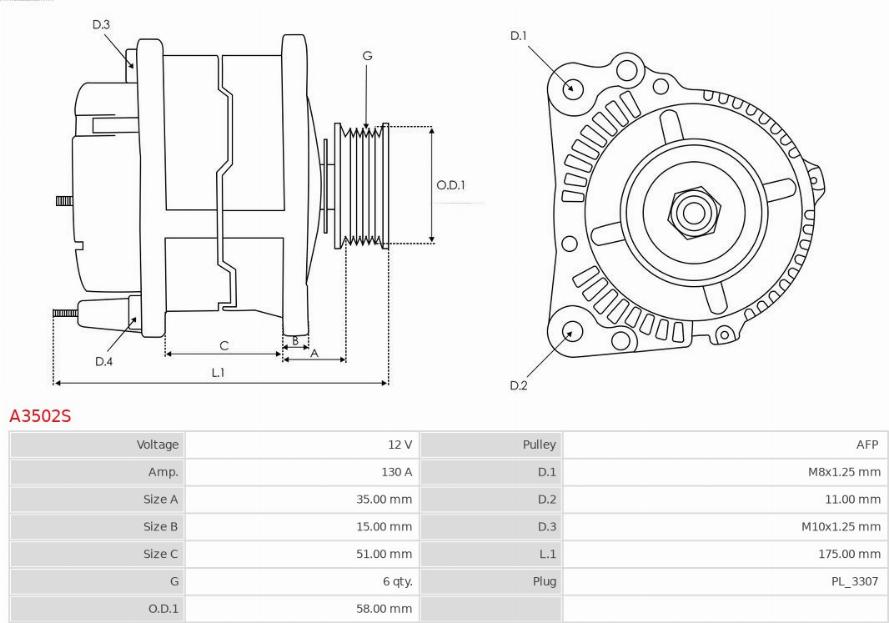 AS-PL A3502S - Alternatore autozon.pro