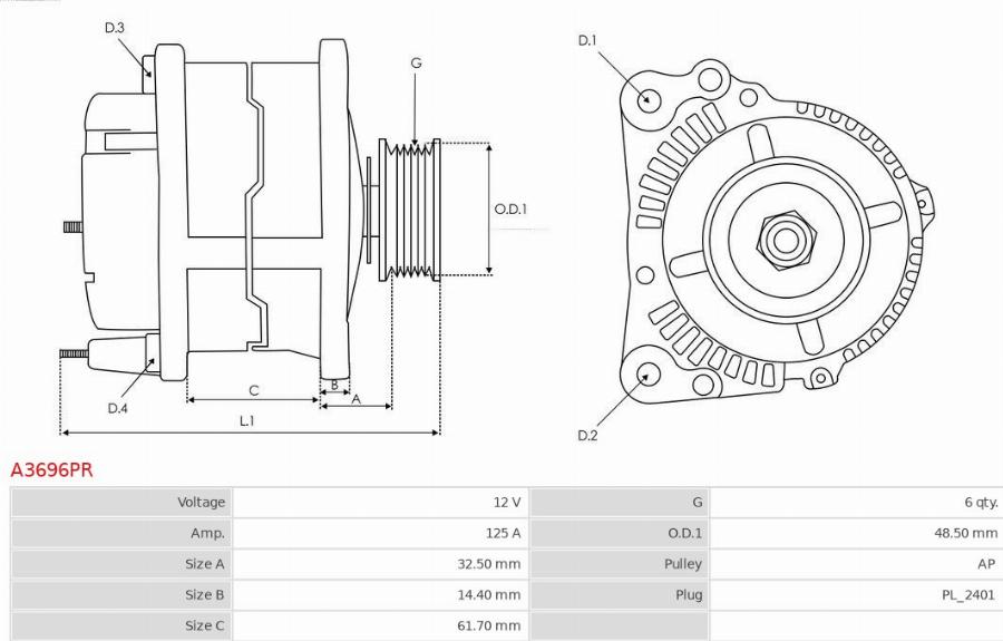 AS-PL A3696PR - Alternatore autozon.pro