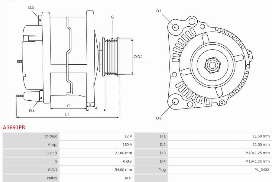 AS-PL A3691PR - Alternatore autozon.pro