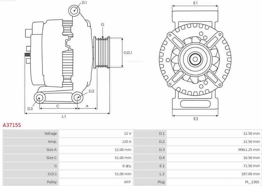 AS-PL A3715S - Alternatore autozon.pro