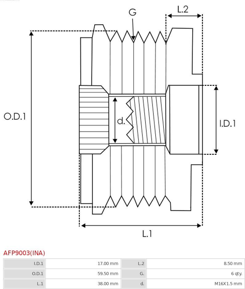 AS-PL AFP9003(INA) - Puleggia cinghia, Alternatore autozon.pro