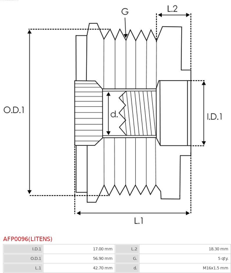 AS-PL AFP0096(LITENS) - Puleggia cinghia, Alternatore autozon.pro