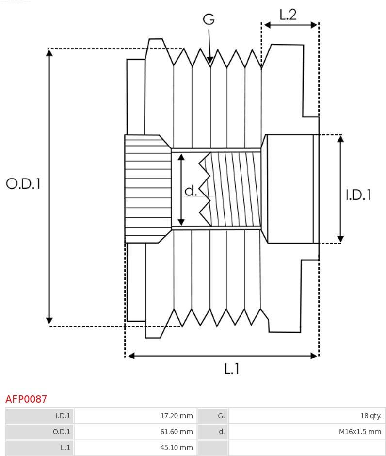 AS-PL AFP0087 - Puleggia cinghia, Alternatore autozon.pro