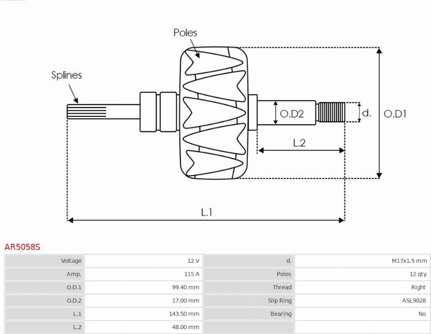 AS-PL AR5058S - Rotore, Alternatore autozon.pro