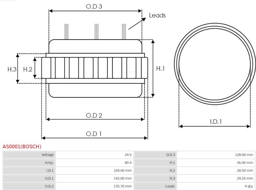 AS-PL AS0001(BOSCH) - Statore, Alternatore autozon.pro