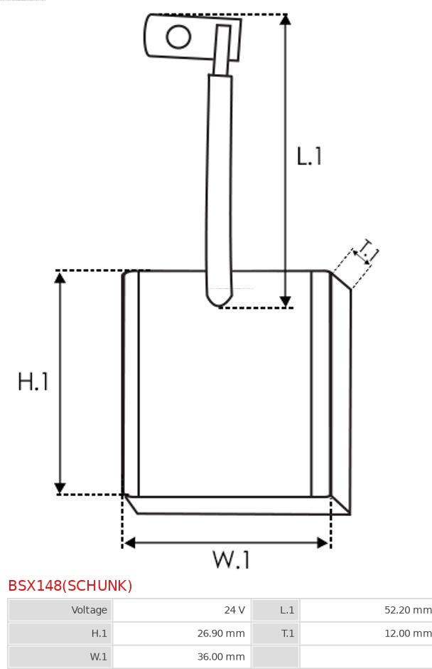 AS-PL BSX148(SCHUNK) - Spazzola in carbone, Motorino d'avviamento autozon.pro