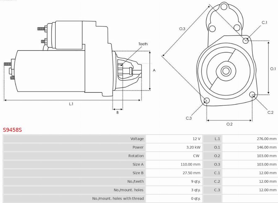 AS-PL S9458S - Motorino d'avviamento autozon.pro