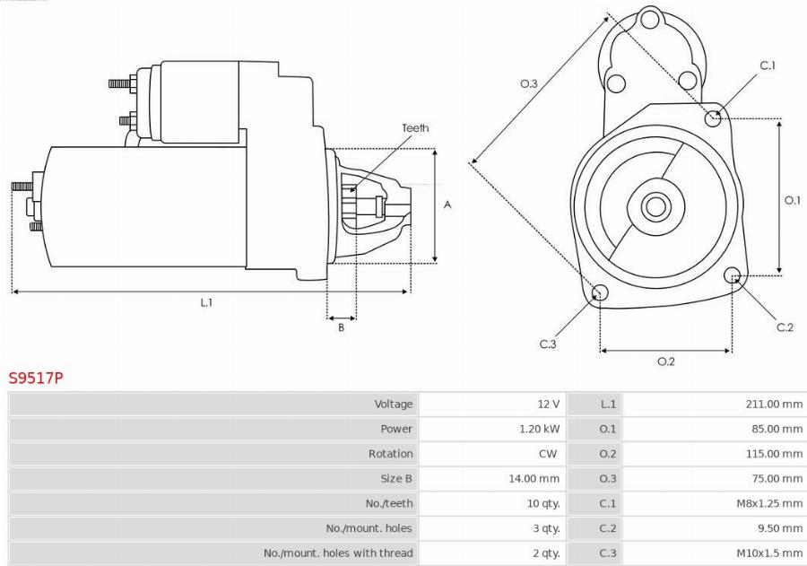 AS-PL S9517P - Motorino d'avviamento autozon.pro