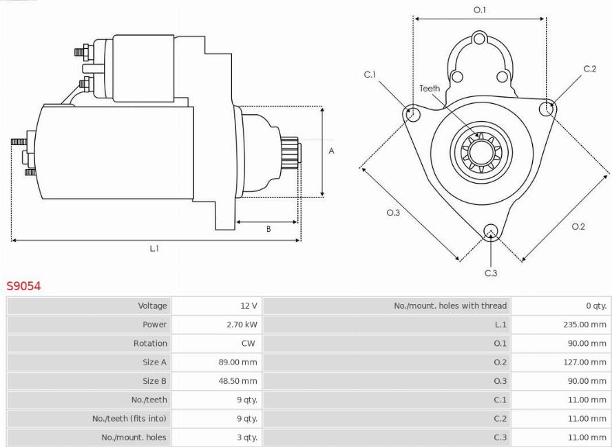 AS-PL S9054 - Motorino d'avviamento autozon.pro