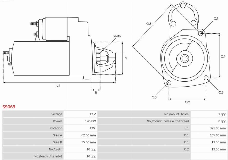 AS-PL S9069 - Motorino d'avviamento autozon.pro