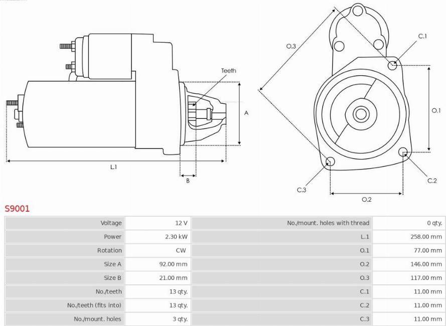 AS-PL S9001 - Motorino d'avviamento autozon.pro