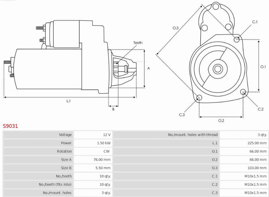 AS-PL S9031 - Motorino d'avviamento autozon.pro